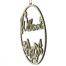 položky Uvítacia tabuľka, drevený ozdobný krúžok s motýľom, Ø21,5 cm, 4 kusy - veniec na dvere, jarný, prírodná farba