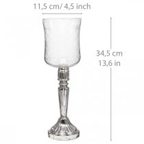 položky Lucerna sklenená sviečka sklo starožitný vzhľad číre, strieborné Ø11,5cm V34,5cm
