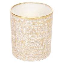 položky Sklenený držiak na čajové sviečky s paisley vzorom, Ø8cm, V9cm, 2 kusy