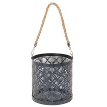 položky Kovový držiak na čajové sviečky, ozdobný lampáš s rúčkou, antracit, Ø16cm, 2 kusy