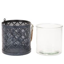 položky Kovový držiak na čajové sviečky, ozdobný lampáš s rúčkou, antracit, Ø16cm, 2 kusy