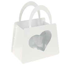 položky Lampáš kovová ozdobná taška so srdcom biela V18cm 2ks