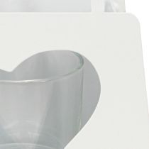 položky Lampáš kovová ozdobná taška so srdcom biela V18cm 2ks