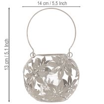 Článok Kovový lampión, závesná dekorácia, sivý, Ø14cm, V13cm