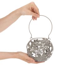 Článok Kovový lampión, závesná dekorácia, sivý, Ø14cm, V13cm