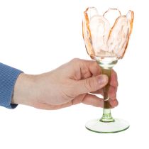 položky Sklenený držiak na čajové sviečky v tvare tulipánu, vintage štýl, romantická bytová dekorácia, 20 cm