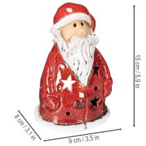 položky Dekoratívna figúrka Santa Clausa ako držiak na čajové sviečky s hviezdičkami, dekorácia na stôl, 15 cm