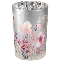položky Lampáš vyrobený zo skleneného makového motýlika striebornej farby V18cm