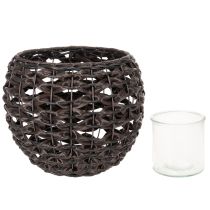 položky Pletený držiak na čajové sviečky, čierny a hnedý, letná dekorácia, Ø31cm V25cm