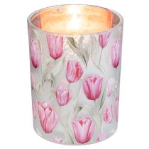 položky Elegantný lampión s motívom tulipánov pre atmosférickú jarnú dekoráciu, 12,5 cm, 2 kusy.