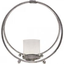 položky Lampáš kovový svietnik strieborné sklo Ø33cm