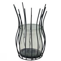 položky Lampáš sklenený kovový ozdobný čierny pohár Ø17cm V27cm