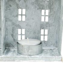 položky Vianočná dekorácia na okno, lampáš, dioráma domček, kovová dekorácia strieborná shabby chic L20cm H20cm