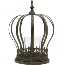 Článok Korunka ako lampáš, dekorácia na sviečku, kovová korunka starožitného vzhľadu V28cm Ø21cm