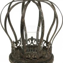 Článok Korunka ako lampáš, dekorácia na sviečku, kovová korunka starožitného vzhľadu V28cm Ø21cm