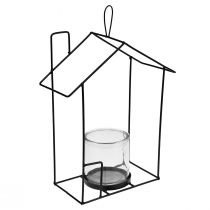 položky Lucerna na zavesenie sklenený kovový dekoratívny domček čierny V25cm