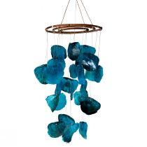 položky Námorná zvonkohra závesná dekorácia Capiz mušle modrá 90cm