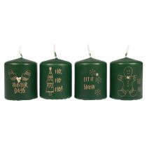 položky Zelené vianočné sviečky, sada 4 kusov, Ø5cm, V6cm, adventná dekorácia