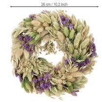 položky Veniec zo sušených kvetov na jar a leto, na stôl a predné dvere, na špeciálne príležitosti s farebnými akcentmi, 26 cm