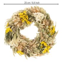 položky Veniec zo sušených kvetov, prírodná dekorácia na stôl, do obývačky a chodby, 25 cm