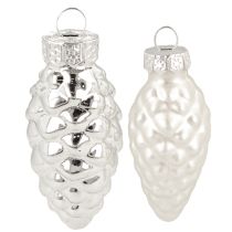 položky Zmes sklenených kornútkov strieborných 5cm 14 ks