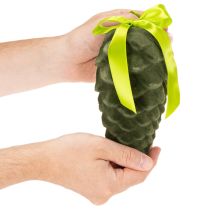 položky Dekoratívne šišky na zavesenie, pletené šišky so stuhou a mašľou, 18 cm, 3 kusy