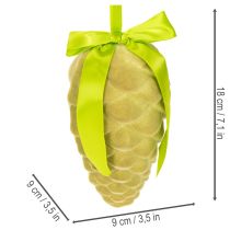 položky Dekoratívne šišky na zavesenie, pletené šišky so stuhou a mašľou, 18 cm, 3 kusy