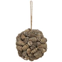 položky Kužeľová guľa na zavesenie jelšových šišiek, bielená 12 cm