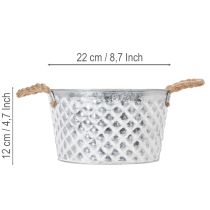 položky Zinková miska, dekoratívna miska, kovová s lanovou rukoväťou, Ø22cm V12cm