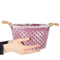 Článok Zinková misa, diamantový tvar s lanovými rúčkami, fialová/biela, Ø24,5 cm V14 cm