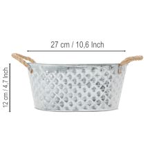 položky Oválna zinková misa s lanovými rúčkami, 27 cm x 17,5 cm, V 12 cm