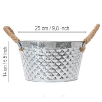 Článok Okrúhla zinková misa s lanovými rúčkami Ø25cm V14cm
