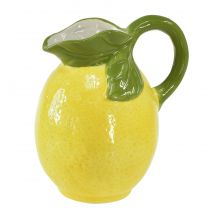 Citrónová váza keramický dekoračný džbán citrónovo žltý V18,5cm