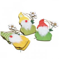 položky Jarná dekorácia trpaslík na zavesenie drevený trpaslík s kvetom V17cm 6 ks