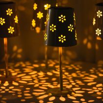 položky Stolová lampa s kvetinovým vzorom, solárna, pre romantické záhradné osvetlenie, 28 cm