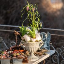 položky Starožitná trofej s rúčkami kovová dekorácia vintage šedá biela V18cm