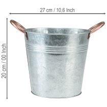 položky Vedro na kvetináč s rúčkami, kovová dekorácia, Ø19cm V17cm