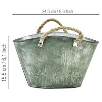Článok Kvetináč s rúčkami, taška, kov, juta, 24,5 × 17 × 15,5 cm