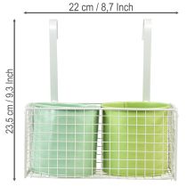 položky Závesný kovový kvetináč, zelený, dekorácia na balkón, D22 cm V23,5 cm