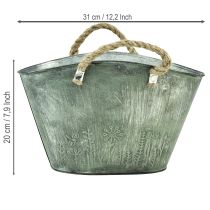 položky Kvetináč s jutovými rúčkami, kovová kabelka, 31×20×17cm