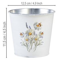položky Kovový kvetináč, kvetináč, biely, výška 12,5 cm, výška 11,5 cm
