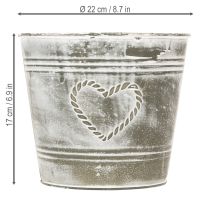 položky Kovový kvetináč v štýle Shabby Chic s dizajnom srdca, Ø22cm, V17,5cm
