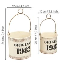 položky Dekoratívne vedro s rúčkou „Original 1982“ krémové Ø12/10cm 2×2-dielna sada