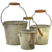 položky Ozdobné vedro kovová hrdza vintage Ø15/17,5/22 cm sada 3 kusov