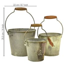 položky Dekoratívne vedro kovové hrdzavé vintage Ø15/17,5/22cm sada 3 kusov