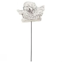 položky Dekoračný anjel na paličke ozdobná dekorácia na hrob sivá biela V6,5cm 3 kusy