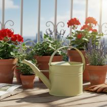 položky Dekoratívna kovová krhlica na polievanie, zelená/žltá, malá, 28x13x17cm, 1,25l, vintage vzhľad, dekorácia na balkón
