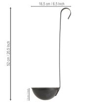 položky Dekoratívny kvetináč s murárskou strechou, antracitový, závesný, Ø16,5 cm, 2 kusy
