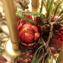 položky Dekoratívne umelé kvety Protea červeno-oranžové 34cm 3ks