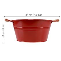 položky Dekoratívna misa s rúčkami, kovová misa na kvety, červená, Ø29cm, V14,5cm